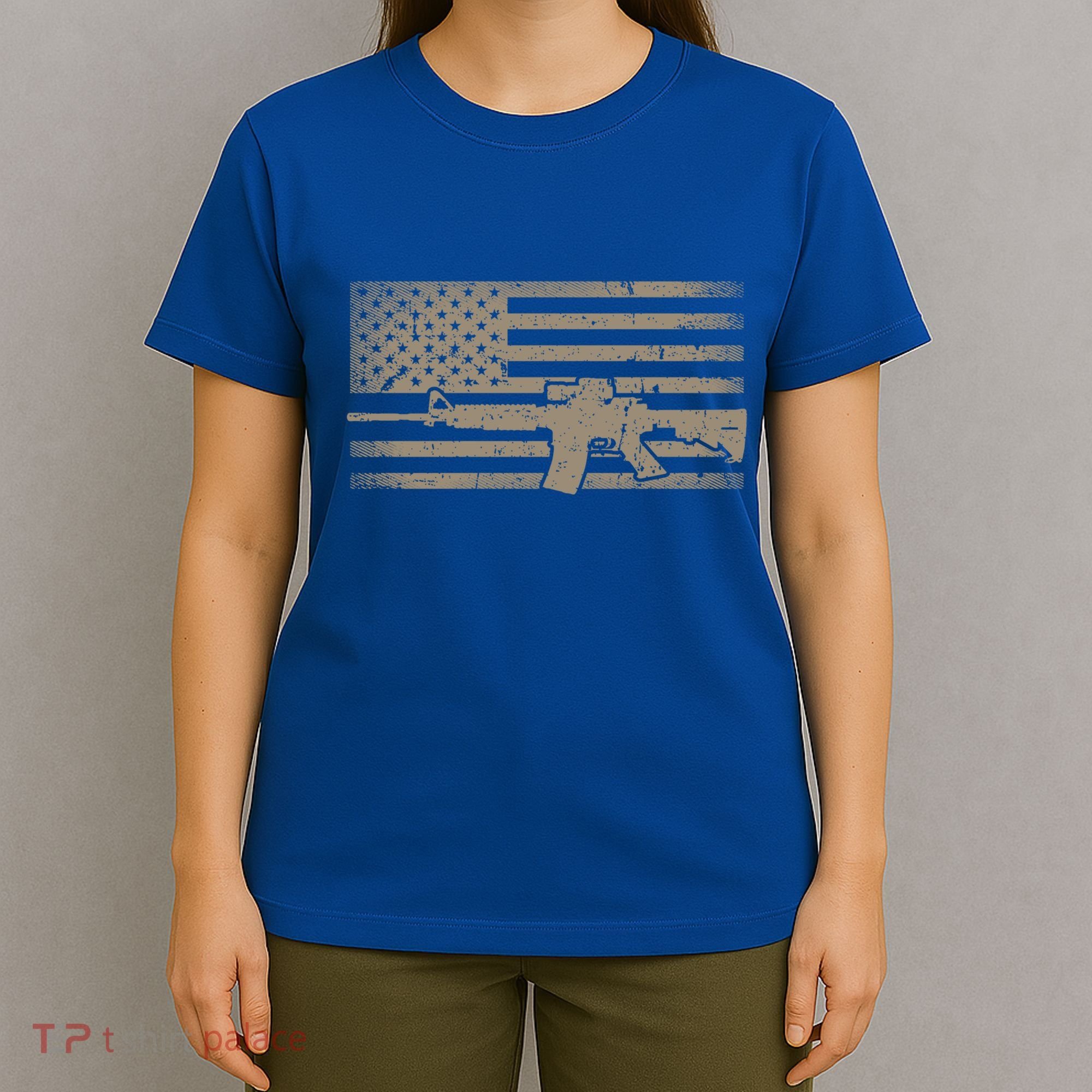 Distressed American Flag Ar15 Gift For Gun Lovers Ar15 Gift T-Shirt