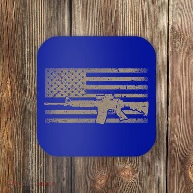 Distressed American Flag Ar15 Gift For Gun Lovers Ar15 Gift Coaster