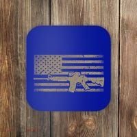 Distressed American Flag Ar15 Gift For Gun Lovers Ar15 Gift Coaster thumb 0