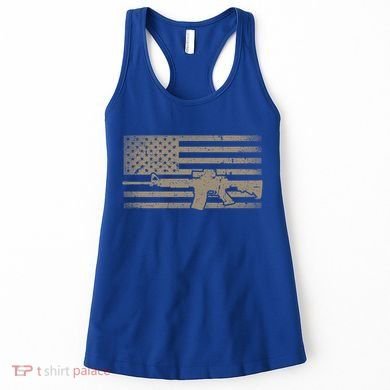 Distressed American Flag Ar15 Gift For Gun Lovers Ar15 Gift Women's Tank Top