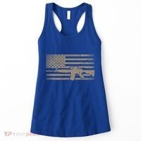 Distressed American Flag Ar15 Gift For Gun Lovers Ar15 Gift Women's Tank Top thumb 0