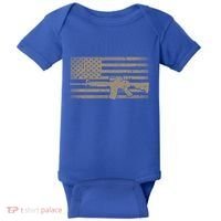 Distressed American Flag Ar15 Gift For Gun Lovers Ar15 Gift Baby Bodysuit thumb 0