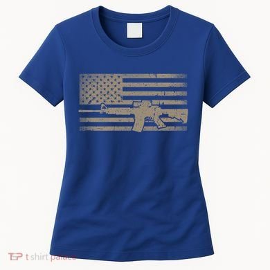 Distressed American Flag Ar15 Gift For Gun Lovers Ar15 Gift Women's T-Shirt