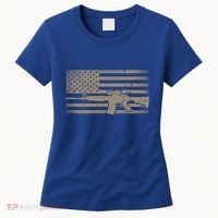 Distressed American Flag Ar15 Gift For Gun Lovers Ar15 Gift Women's T-Shirt thumb 0