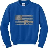 Distressed American Flag Ar15 Gift For Gun Lovers Ar15 Gift Kids Sweatshirt thumb 0
