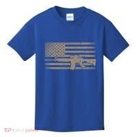 Distressed American Flag Ar15 Gift For Gun Lovers Ar15 Gift Kids T-Shirt thumb 0