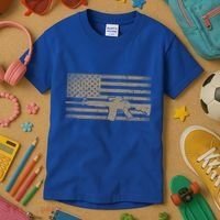 Distressed American Flag Ar15 Gift For Gun Lovers Ar15 Gift Kids T-Shirt thumb 3
