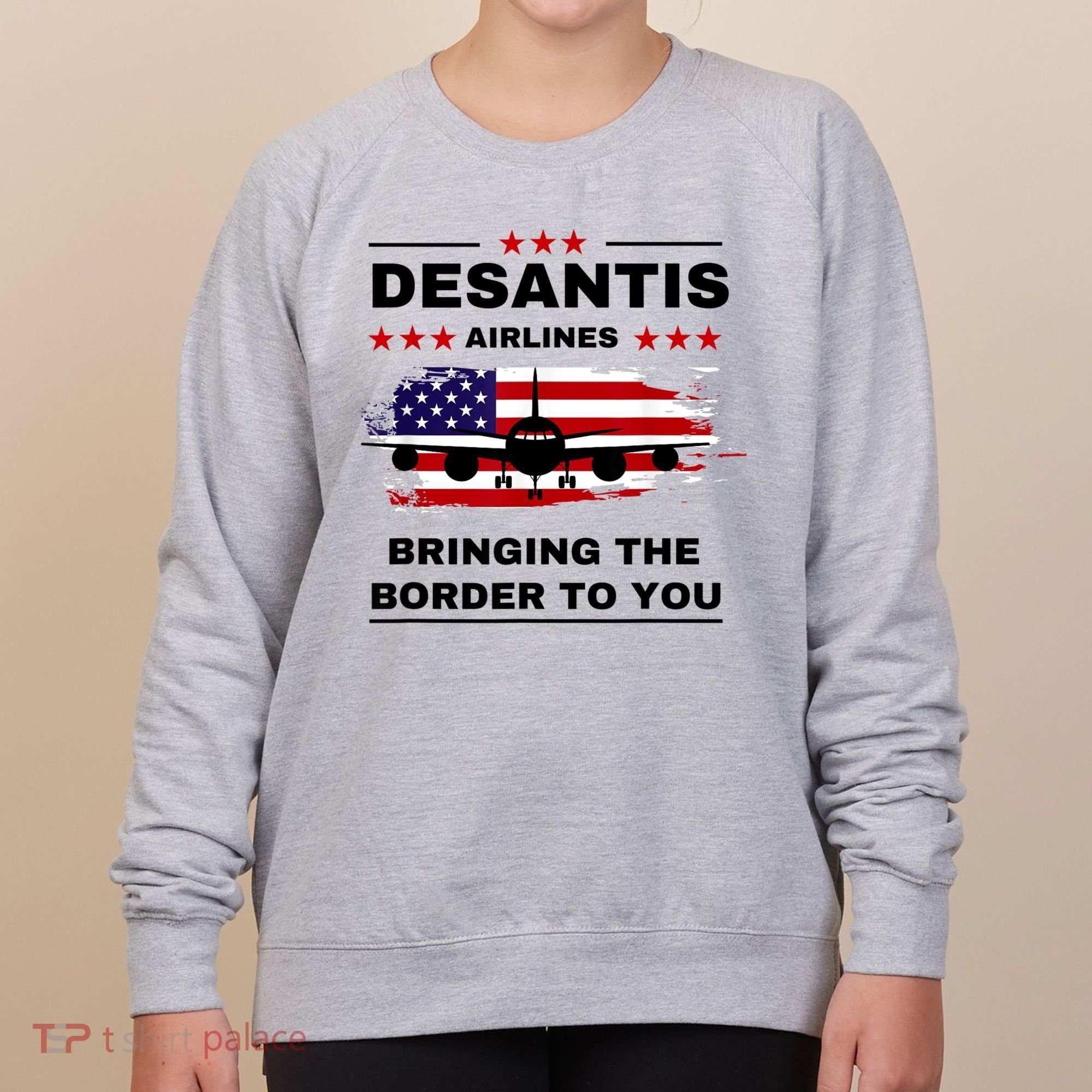 DeSantis Airlines Funny Political Meme Ron DeSantis USA Flag Women's Sweatshirt