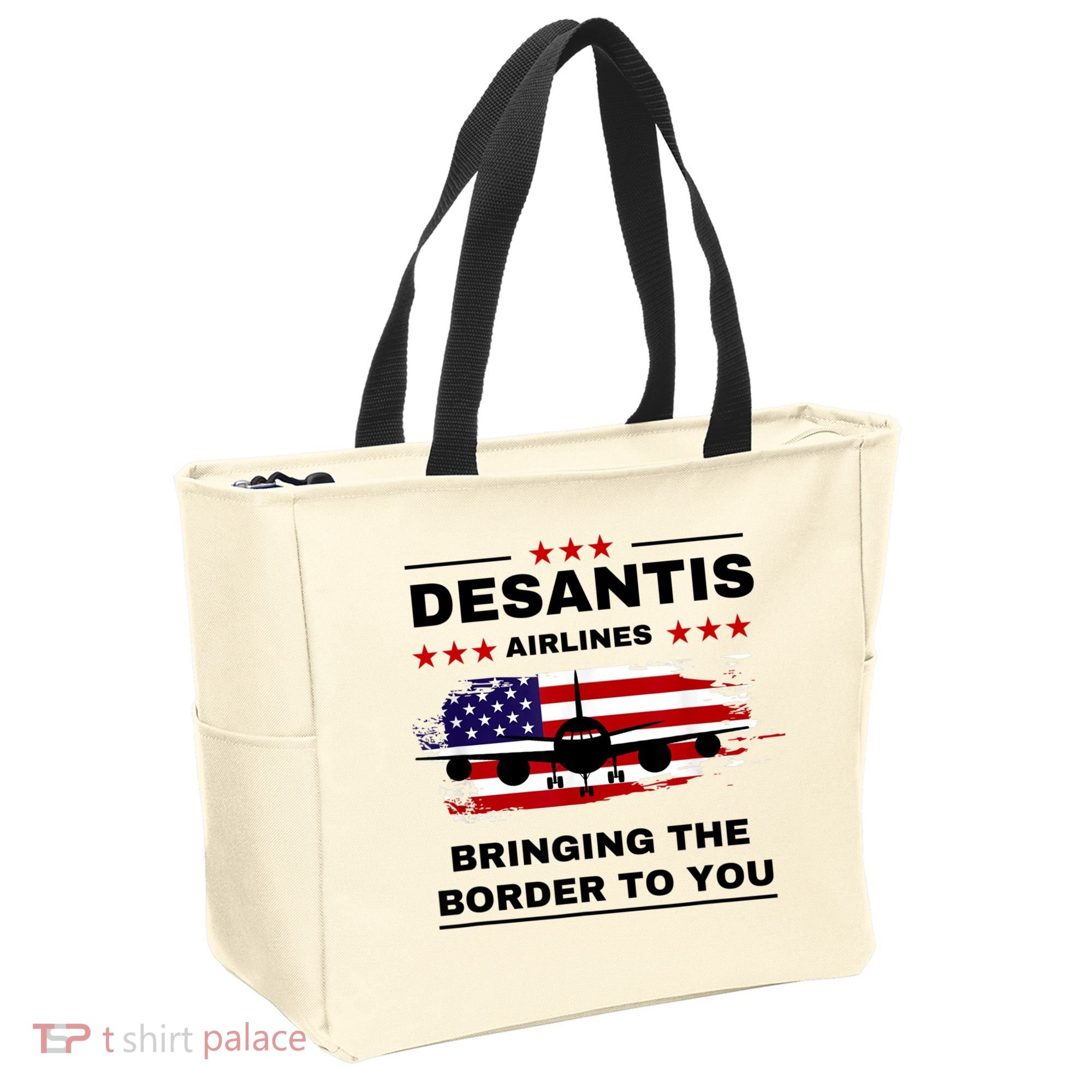 DeSantis Airlines Funny Political Meme Ron DeSantis USA Flag Tote Bag