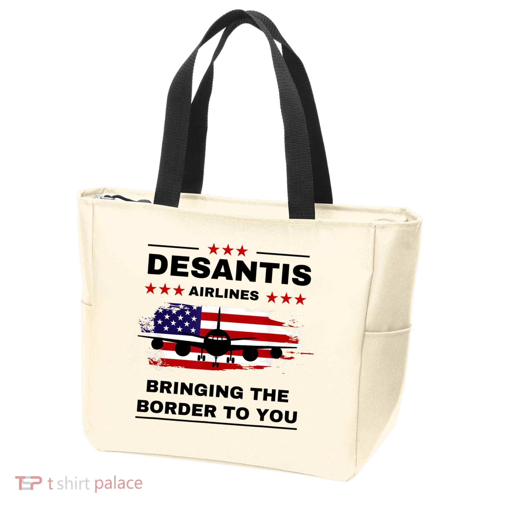 DeSantis Airlines Funny Political Meme Ron DeSantis USA Flag Tote Bag