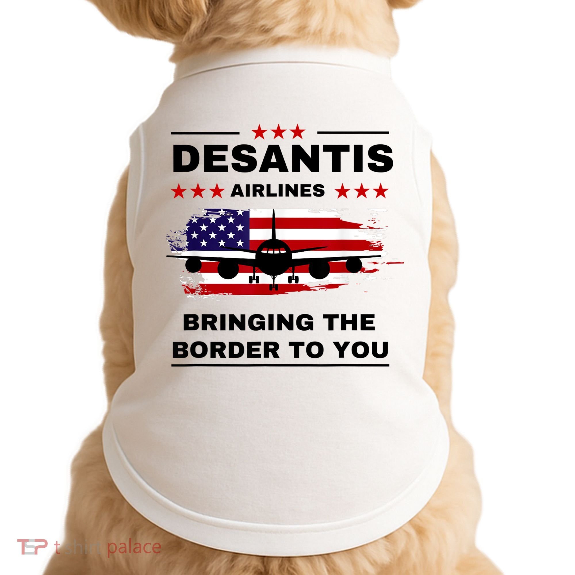 DeSantis Airlines Funny Political Meme Ron DeSantis USA Flag Doggie Tank