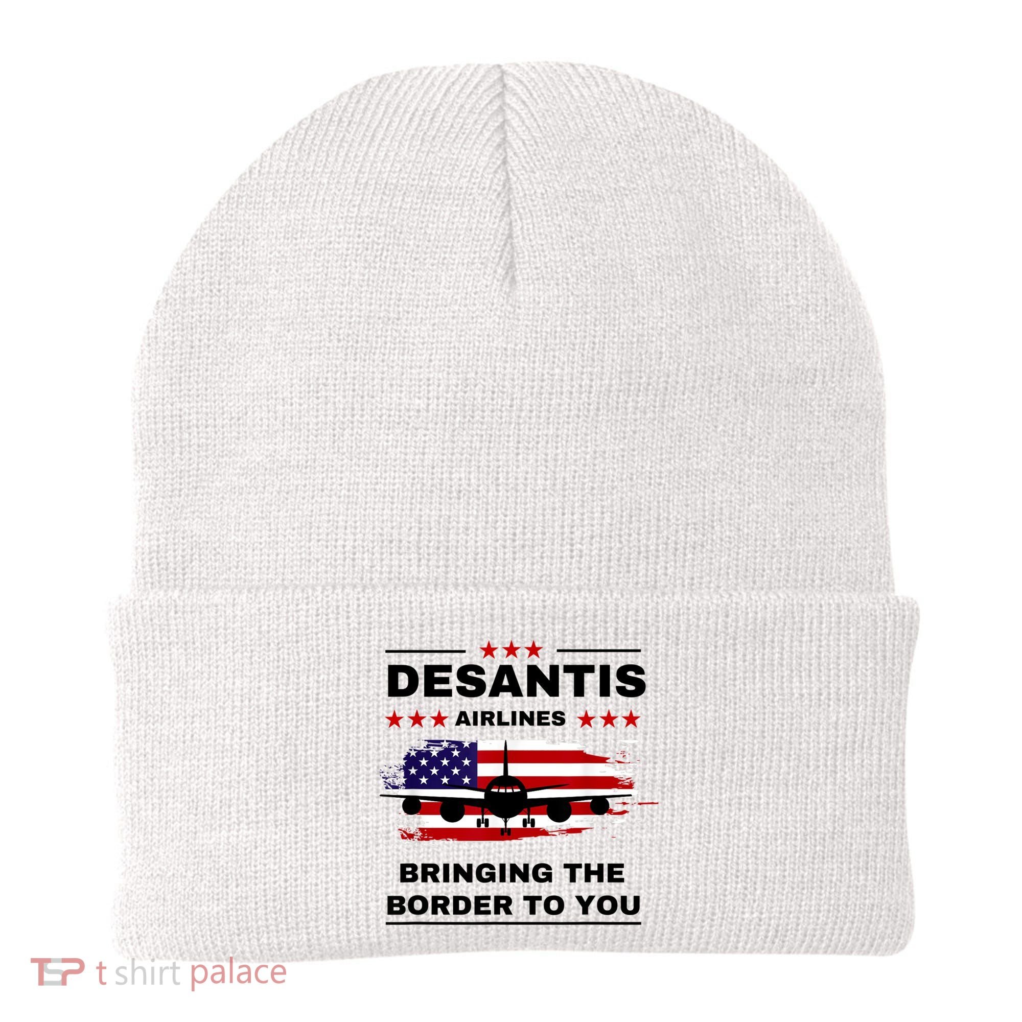 DeSantis Airlines Funny Political Meme Ron DeSantis USA Flag Beanie