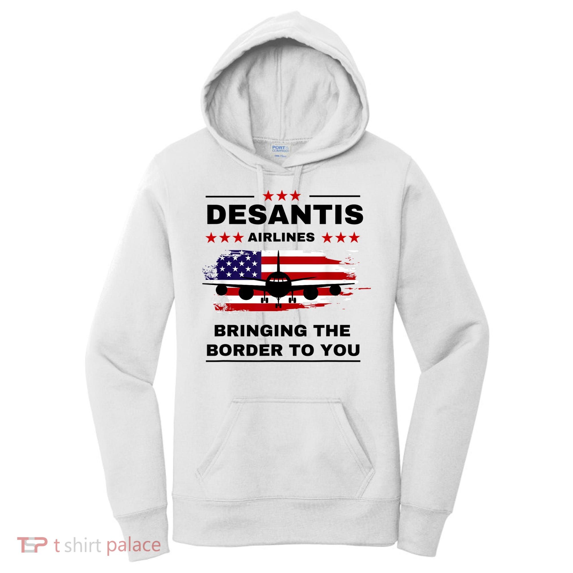DeSantis Airlines Funny Political Meme Ron DeSantis USA Flag Women's Hoodie