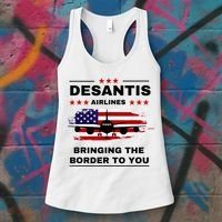 DeSantis Airlines Funny Political Meme Ron DeSantis USA Flag Women's Tank Top thumb 3