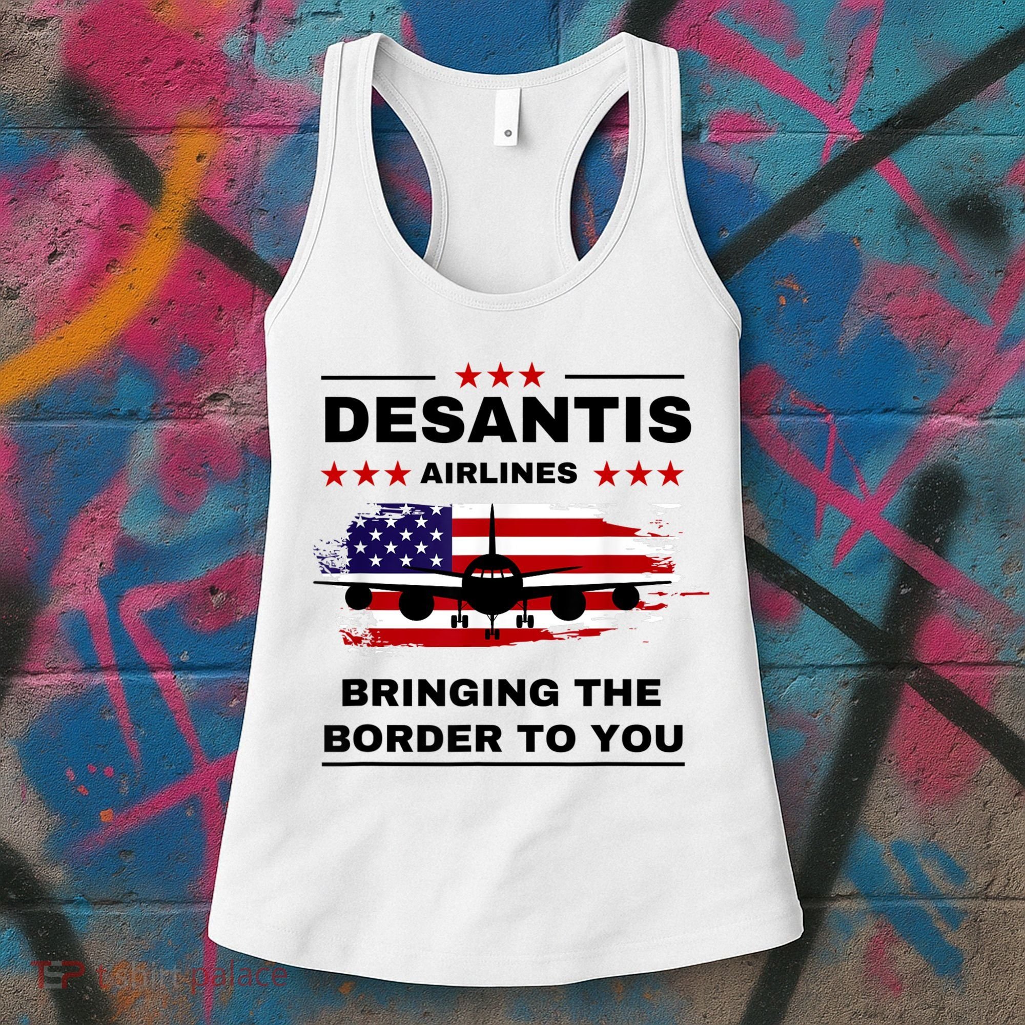 DeSantis Airlines Funny Political Meme Ron DeSantis USA Flag Women's Tank Top