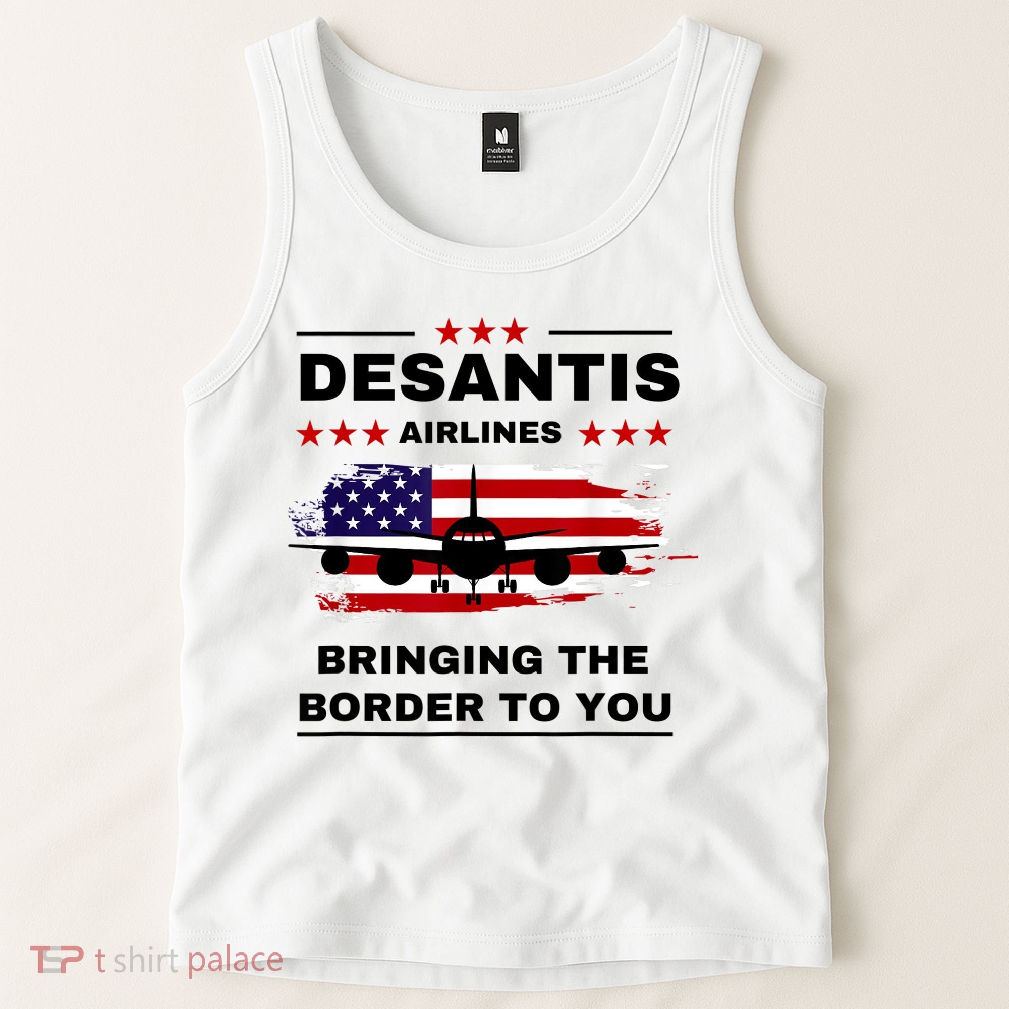 DeSantis Airlines Funny Political Meme Ron DeSantis USA Flag Tank Top