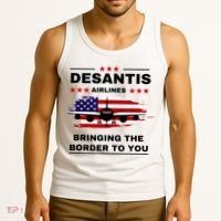 DeSantis Airlines Funny Political Meme Ron DeSantis USA Flag Tank Top thumb 3