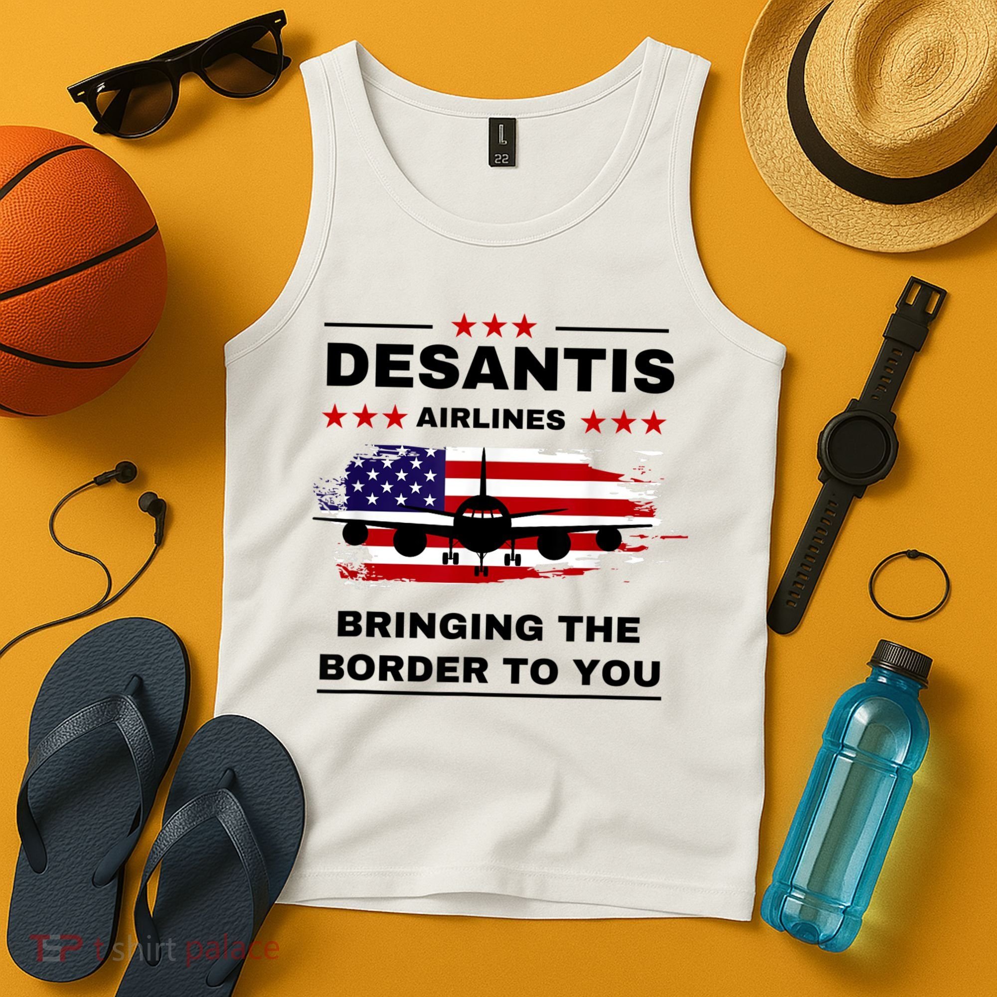 DeSantis Airlines Funny Political Meme Ron DeSantis USA Flag Tank Top