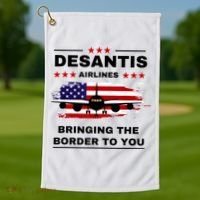DeSantis Airlines Funny Political Meme Ron DeSantis USA Flag Golf Towel thumb 1