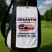 DeSantis Airlines Funny Political Meme Ron DeSantis USA Flag Golf Towel thumb 2