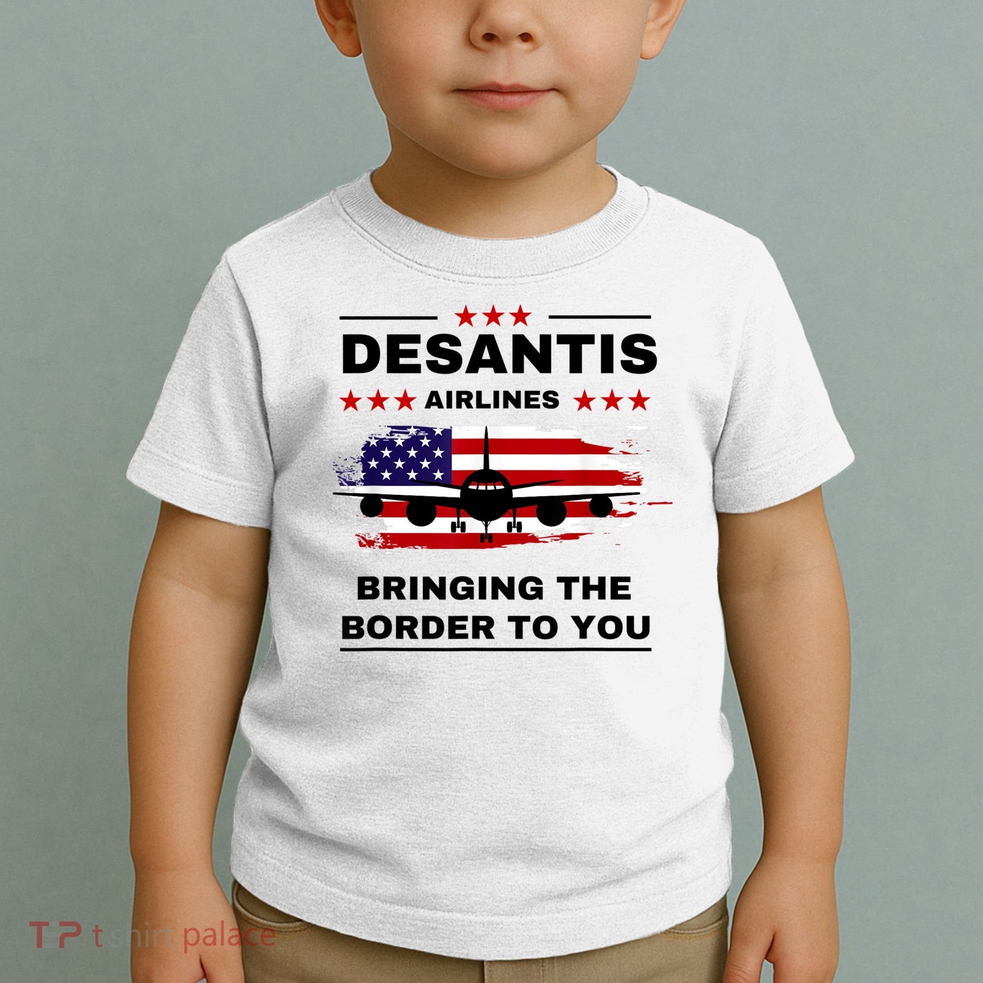 DeSantis Airlines Funny Political Meme Ron DeSantis USA Flag Toddler T-Shirt