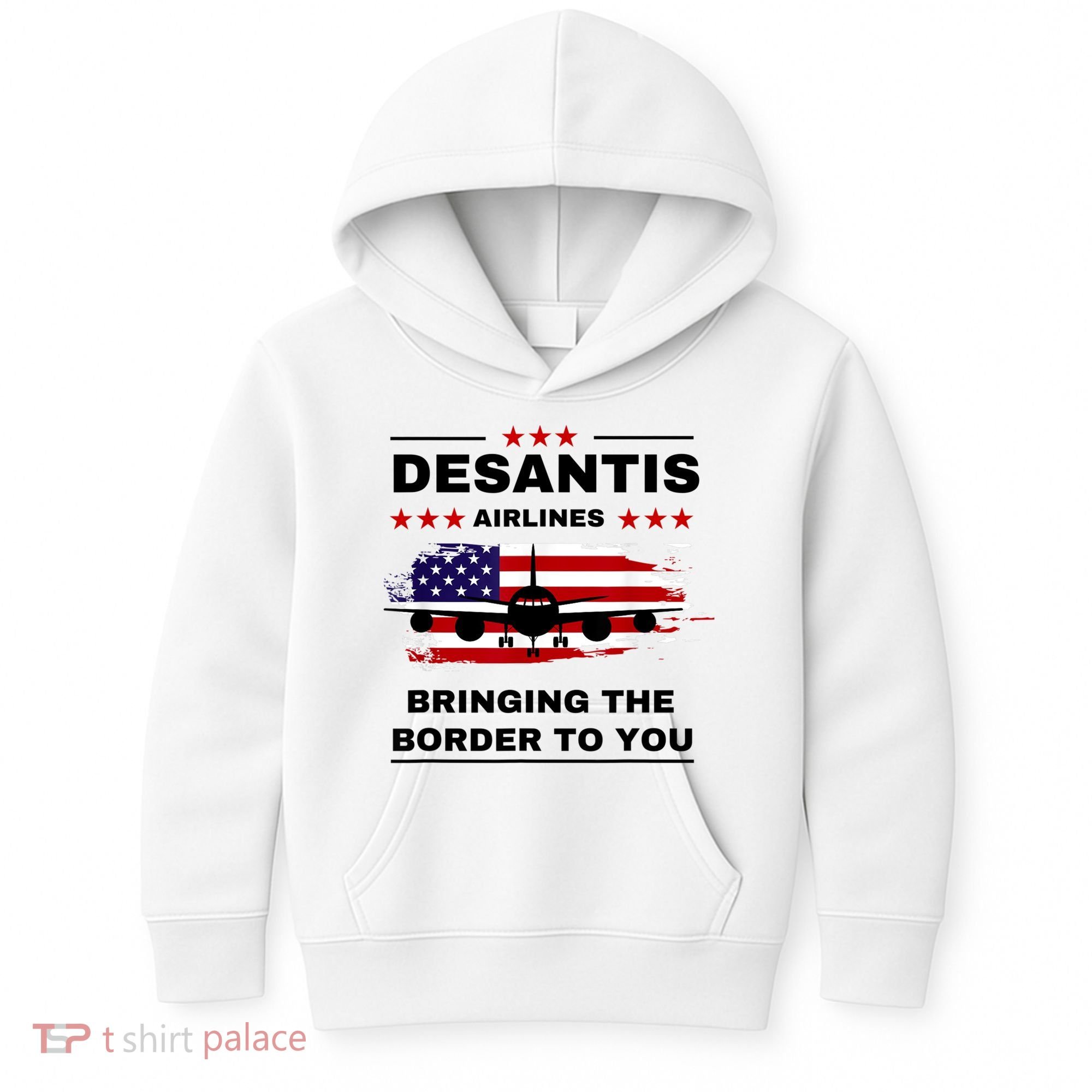 DeSantis Airlines Funny Political Meme Ron DeSantis USA Flag Kids Hoodie