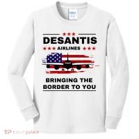 DeSantis Airlines Funny Political Meme Ron DeSantis USA Flag Kids Long Sleeve Shirt thumb 0