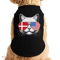 Danish American Flag Funny Cat Denmark USA Doggie Tank thumb 0