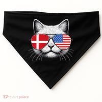 Danish American Flag Funny Cat Denmark USA USA-Made Doggie Bandana thumb 0