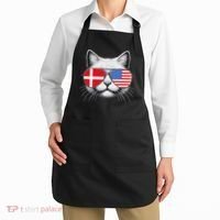 Danish American Flag Funny Cat Denmark USA Apron thumb 2