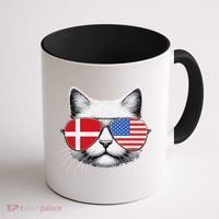 Danish American Flag Funny Cat Denmark USA Coffee Mug thumb 1