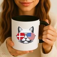 Danish American Flag Funny Cat Denmark USA Coffee Mug thumb 3