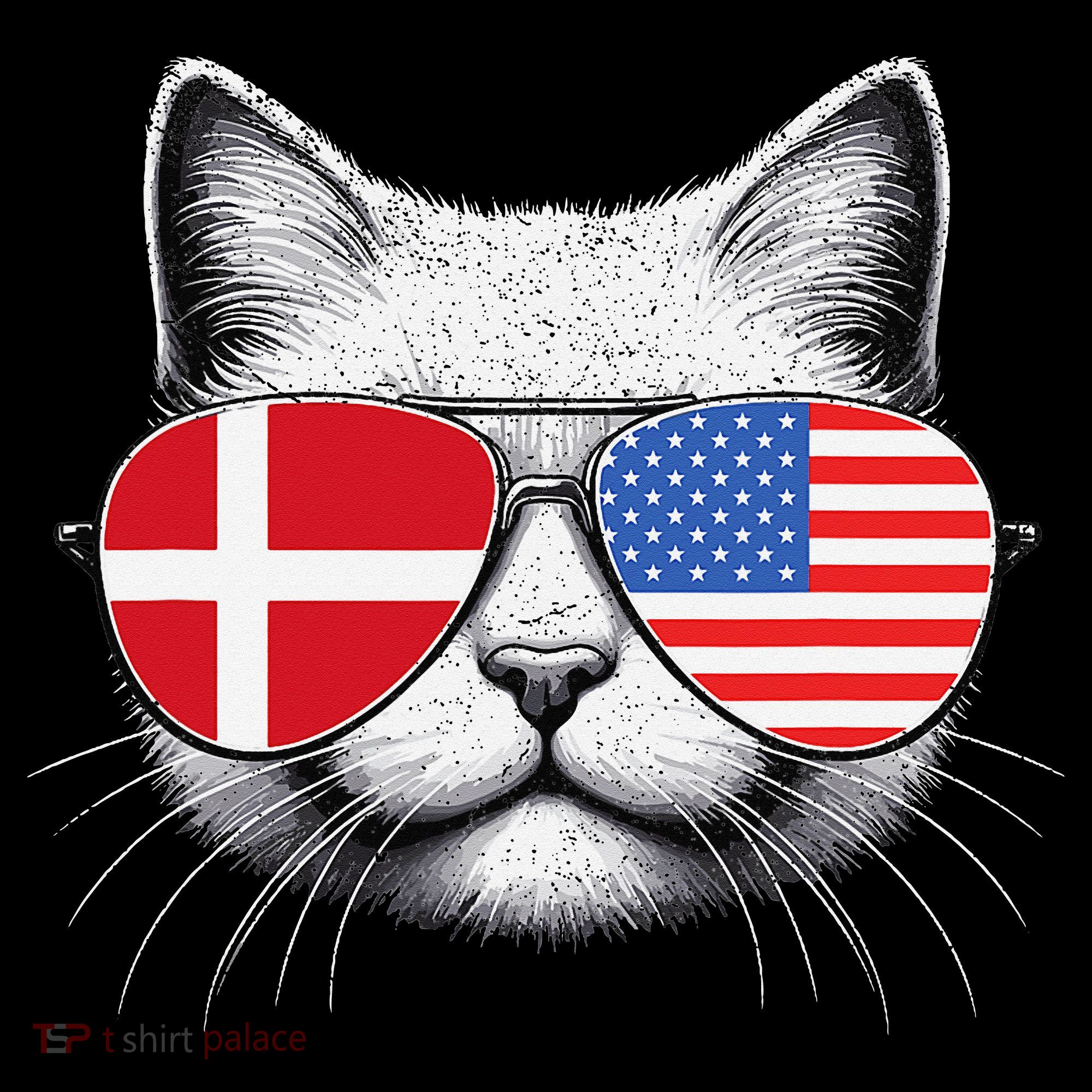 Danish American Flag Funny Cat Denmark USA Coffee Mug