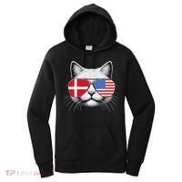 Danish American Flag Funny Cat Denmark USA Women's Hoodie thumb 0