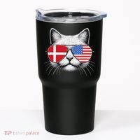 Danish American Flag Funny Cat Denmark USA Tumbler thumb 0