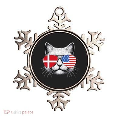 Danish American Flag Funny Cat Denmark USA Ornament