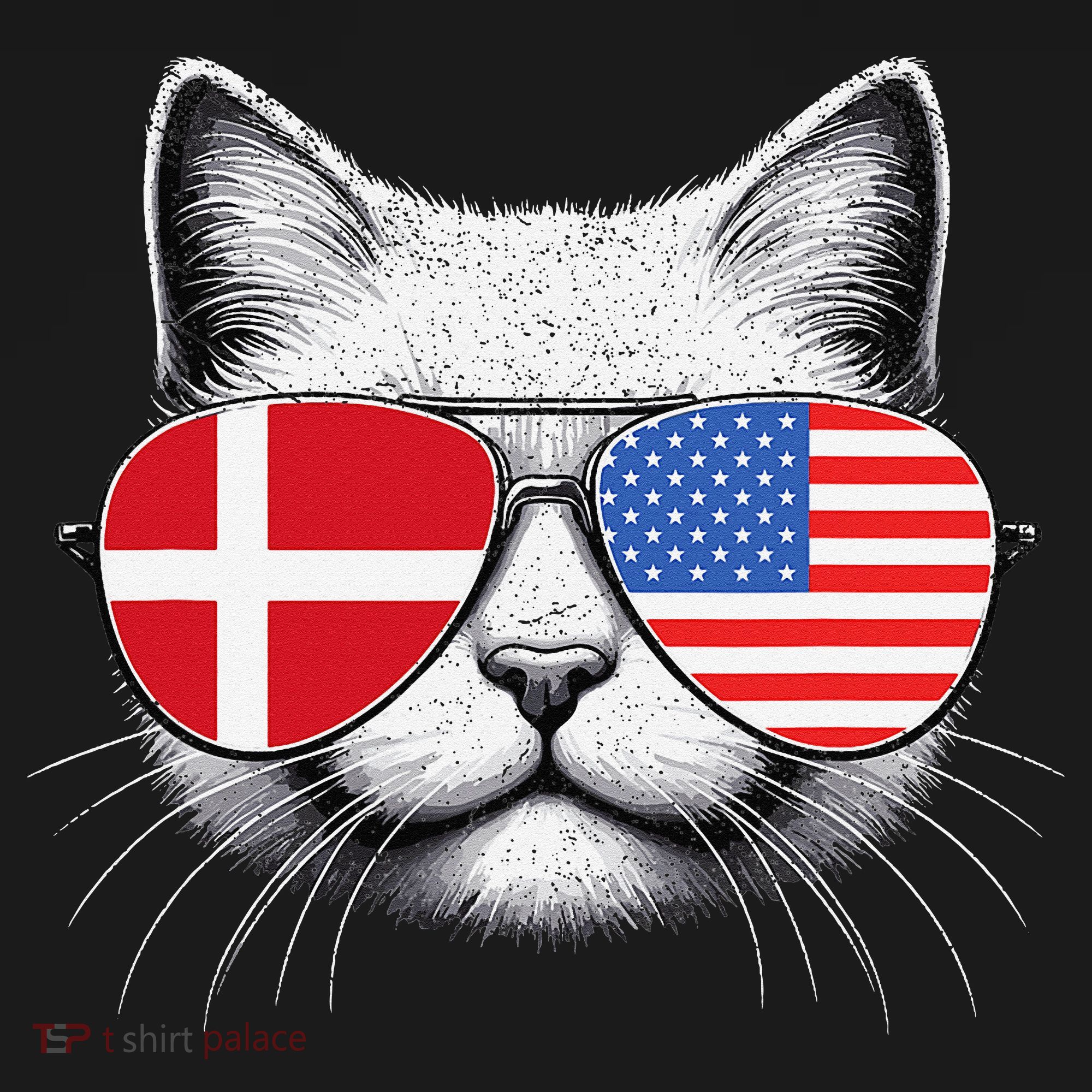 Danish American Flag Funny Cat Denmark USA Women's Tank Top