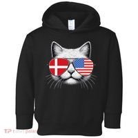 Danish American Flag Funny Cat Denmark USA Toddler Hoodie thumb 0