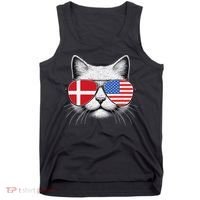Danish American Flag Funny Cat Denmark USA Tank Top thumb 0