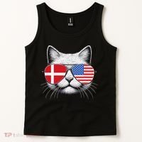 Danish American Flag Funny Cat Denmark USA Tank Top thumb 2