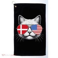 Danish American Flag Funny Cat Denmark USA Golf Towel thumb 0