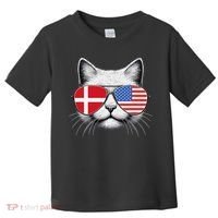 Danish American Flag Funny Cat Denmark USA Toddler T-Shirt thumb 0