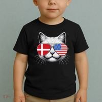 Danish American Flag Funny Cat Denmark USA Toddler T-Shirt thumb 2