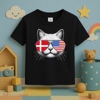 Danish American Flag Funny Cat Denmark USA Toddler T-Shirt thumb 3