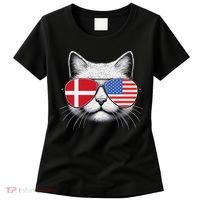 Danish American Flag Funny Cat Denmark USA Women's T-Shirt thumb 0
