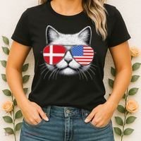 Danish American Flag Funny Cat Denmark USA Women's T-Shirt thumb 2