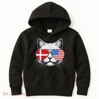 Danish American Flag Funny Cat Denmark USA Kids Hoodie thumb 0