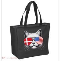 Danish American Flag Funny Cat Denmark USA Tote Bag thumb 2