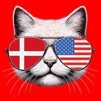 Danish American Flag Funny Cat Denmark USA Santa Hat thumb 1