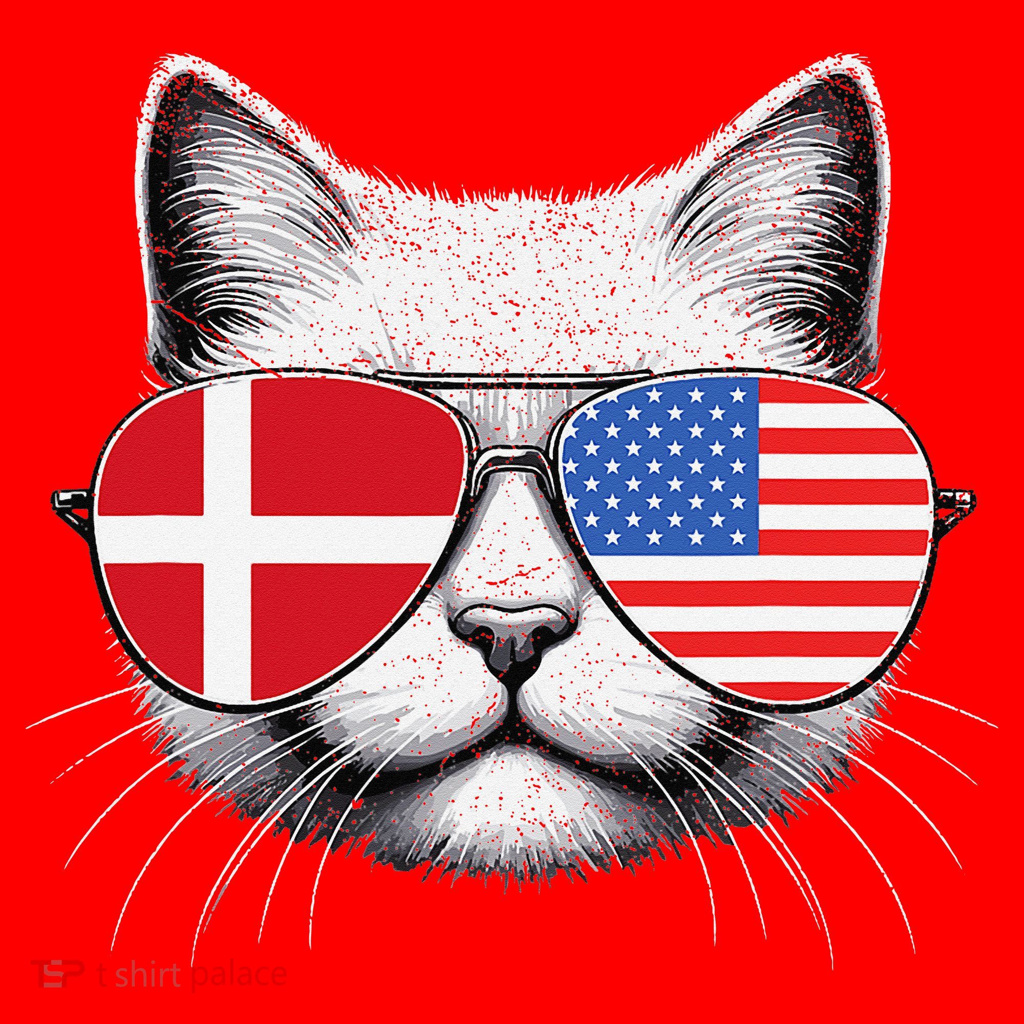 Danish American Flag Funny Cat Denmark USA Santa Hat